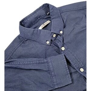7 FOR ALL MANKIND Mens Shirt Size Large Button Down BLUE Textured Cotton‎